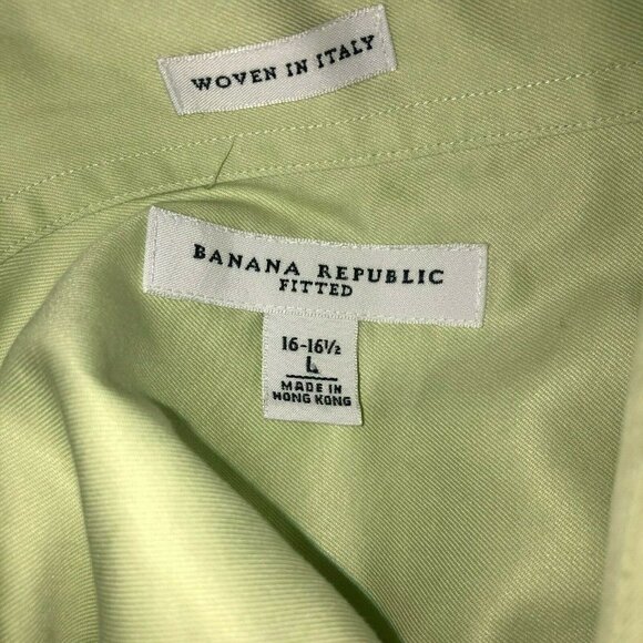 Banana Republic Large Sz 16-16.5 Green Fitted Long Sleeve Button Front Shirt - Picture 8 of 10
